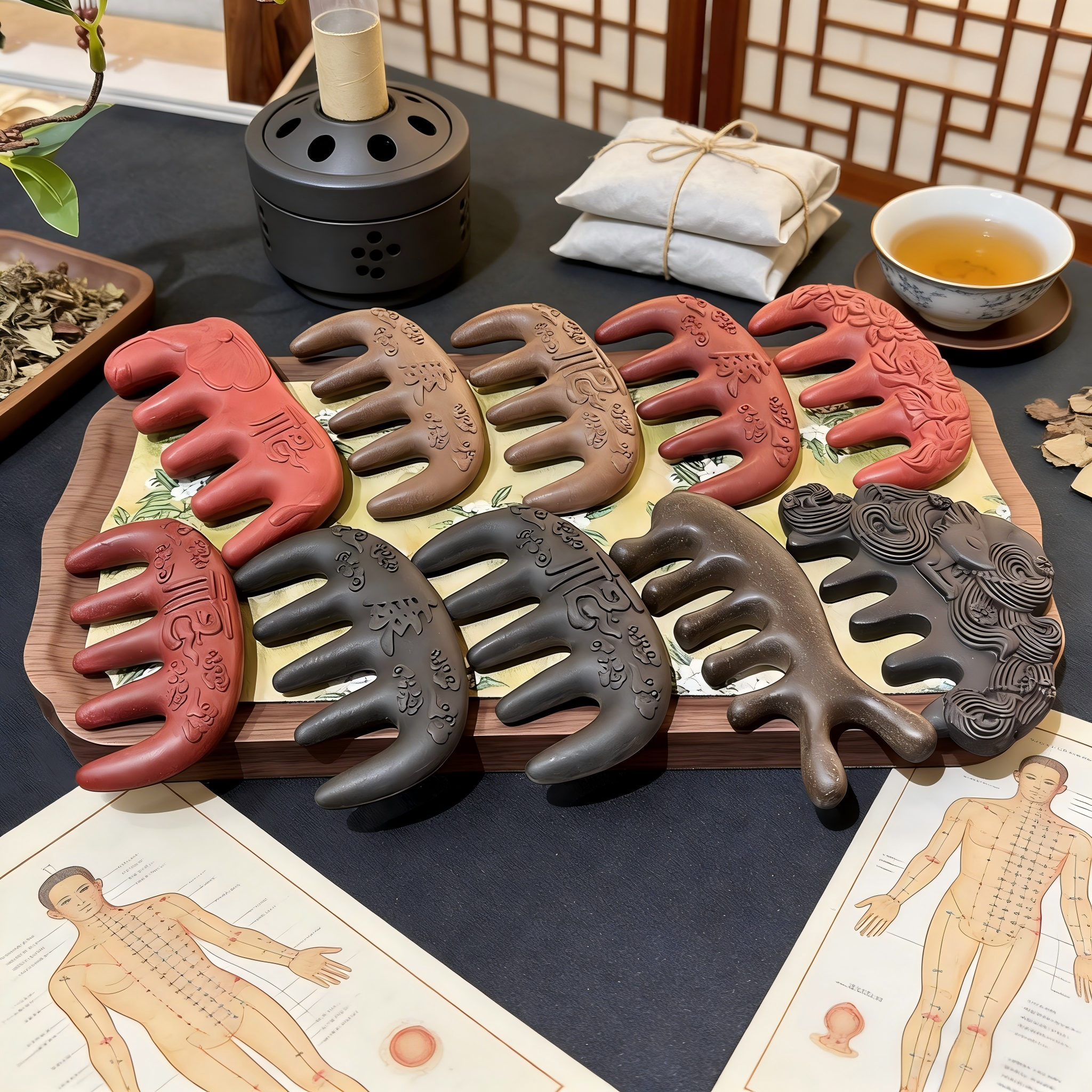 佛具用品何首乌按摩梳子发梳天然合香梳中药梳养发梳草药梳爆款