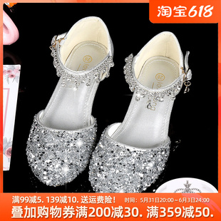 儿童水钻公主鞋 女童水晶鞋 小女孩钢琴主持走秀演出鞋 夏季 高跟皮鞋