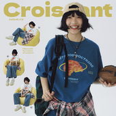 shirt新品 STILLYOU原创复古趣味牛角包印花圆领短袖 T恤男女宽松t