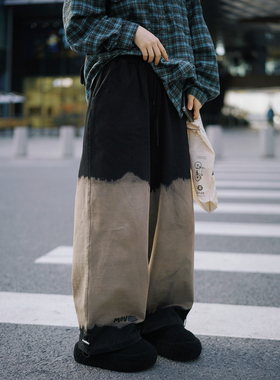 STILLYOU复古个性街头黑灰色渐变运动休闲卫裤女宽松直筒显瘦裤子