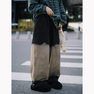 子 女宽松直筒显瘦裤 STILLYOU复古个性 街头黑灰色渐变运动休闲卫裤