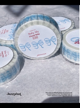 胶带分装韩国Jazzornot蓝色蝴蝶结花朵圆点手帐拼贴胶带