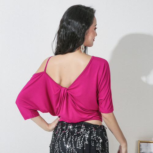 秋冬不规则露肩宽松上装肚皮舞