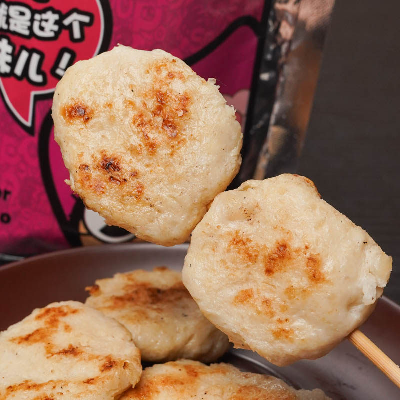 手打墨鱼饼煎炸鱼糕花枝墨鱼丸韩式章鱼烧火锅鱼板串串关东煮食材