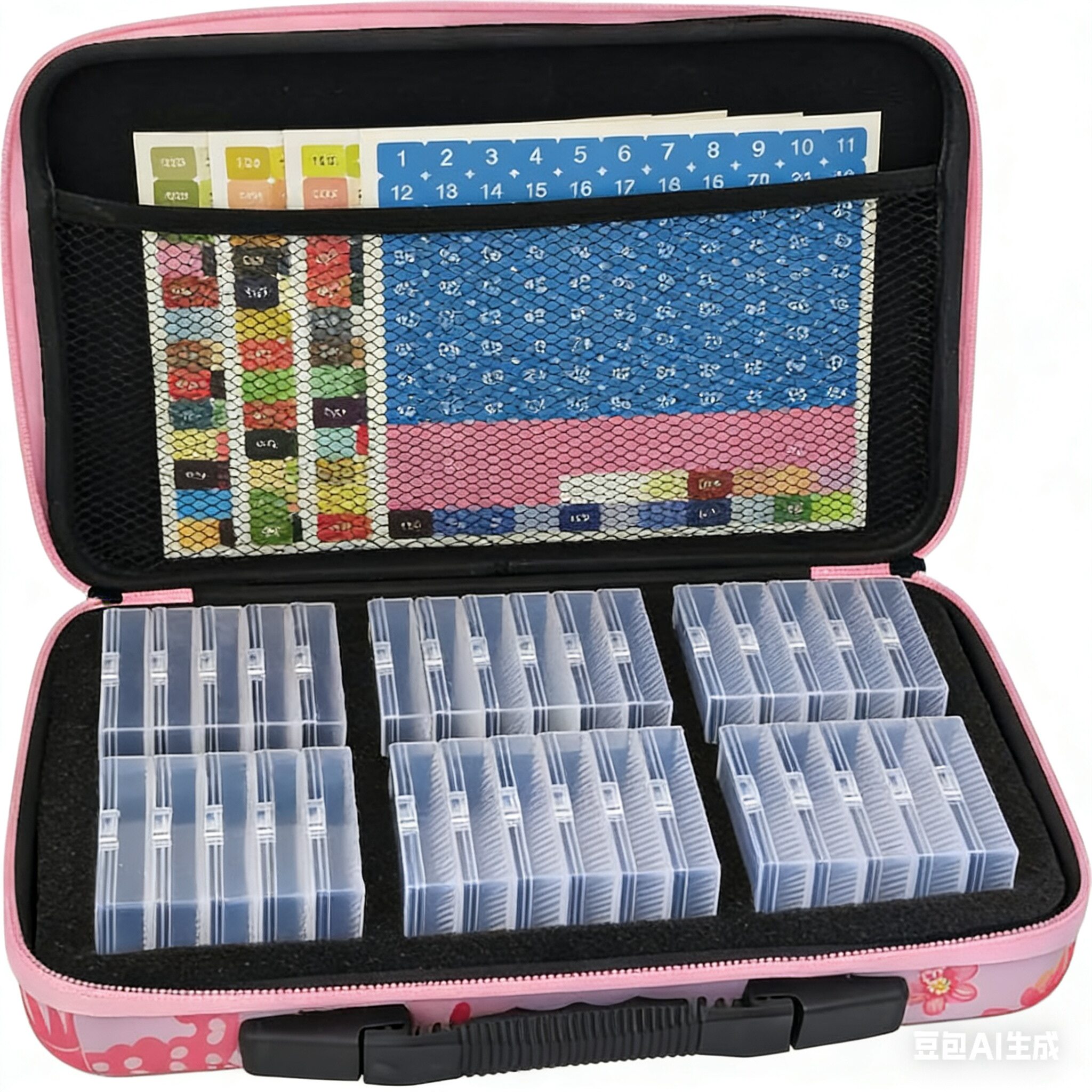 钻石画工具套装凸点收纳盒32格收纳包64格手提分装点钻贴纸砖石画