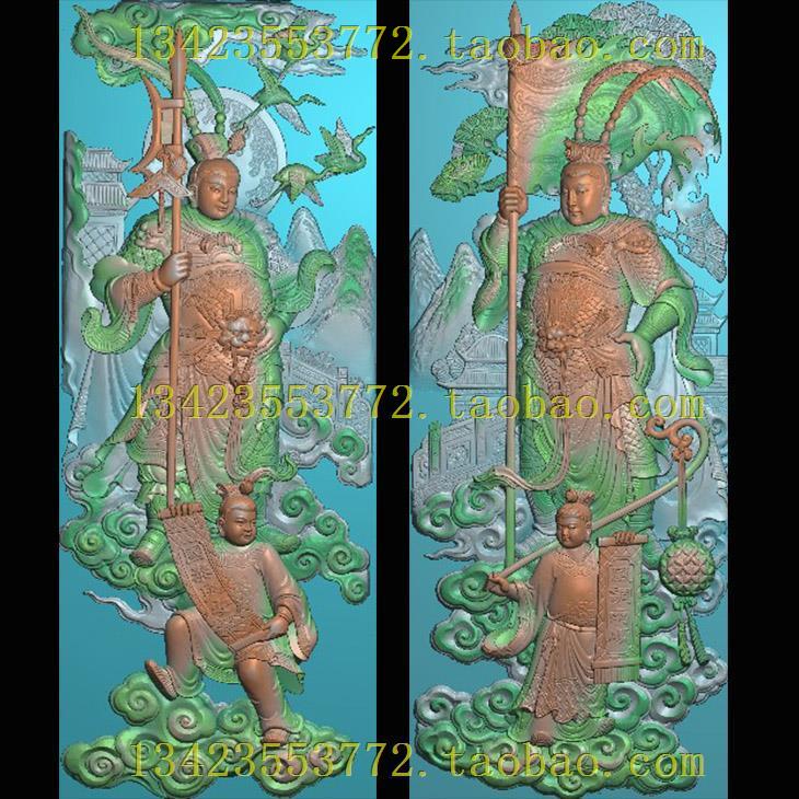 a精雕图灰度图扫描图深雕古建图新款竖门神祈求吉庆人物249-632