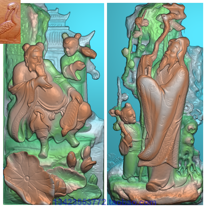 浮雕图扫描图精雕图灰度图新款竖茂叔赏莲和靖咏梅24-52砖雕石雕