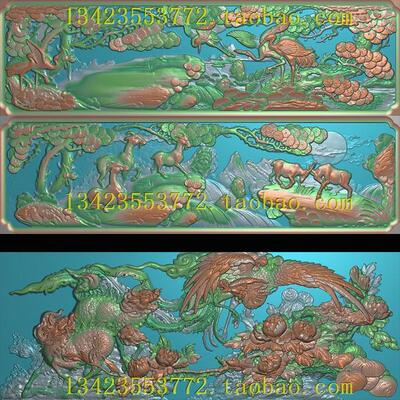 A精雕图 扫描图古建图新款三羊开泰松鹤延年100-30麟凤呈祥107-40