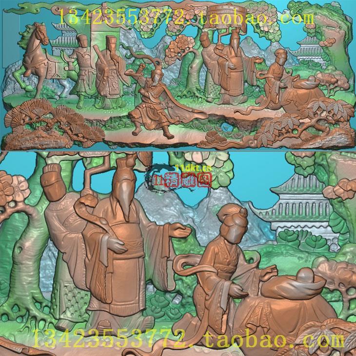 H妈祖故事精雕图潮汕祠堂壁堵浮雕扫描图福禄寿加冠人物新