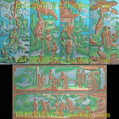 A精雕图浮雕灰度图扫描图深雕古建博古新款人物礼廉孝节29-60