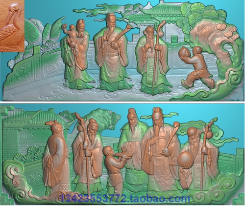 浮雕图扫描图精雕图灰度图新款三星拱照75-32 砖雕石雕效果图
