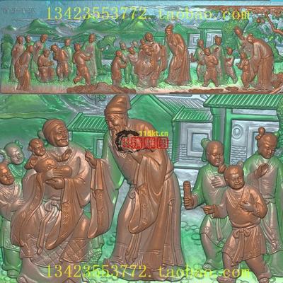 百子千孙人物精雕图福寿安康多子多福儿孙满堂浮雕扫描图古建祠堂