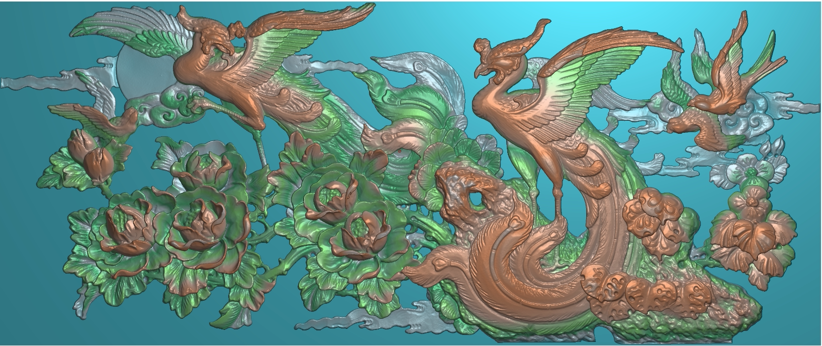 E浮雕图扫描图精雕图灰度图牡丹设计素材/源文件