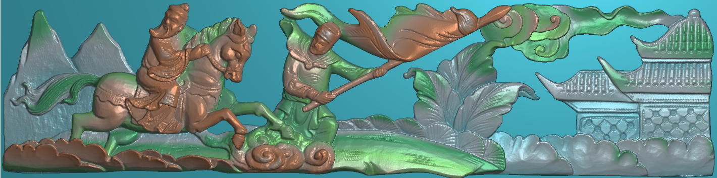 浮雕图扫描图精雕图灰度图人物带骑102-25 砖雕石雕 骑马打仗