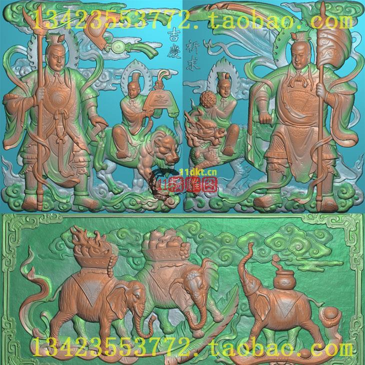 W精雕图方图门神祈求吉庆祈求平安三象古建扫描图灰度图图片