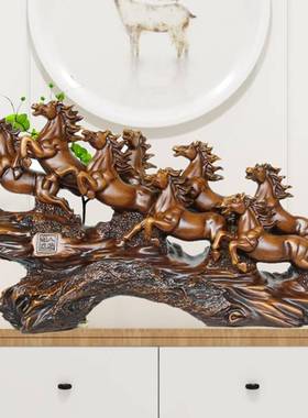 八骏雄风马摆件招财彩绘马到成功工艺品客厅玄关装饰摆设办公室柜