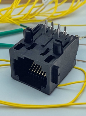 RJ45插座网络网口插座SW-5702-02 8P8C母座90度帶耳全塑 环保耐温