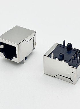 RJ45网络接口5901-10P8C-4.57无灯带铜壳前脚90度21*15.8*13.6mm