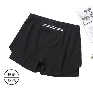 男女专业马拉松跑步短裤田径三分裤速干内衬防磨腿二合一健身训练