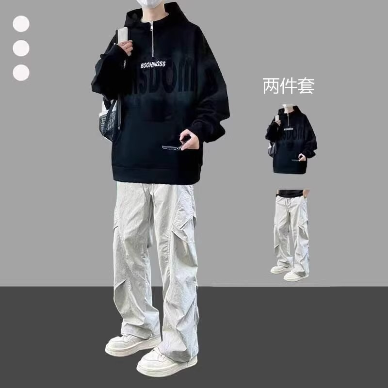 青少年春秋季卫衣套装男2025新款初中高中学生运动休闲一套搭配