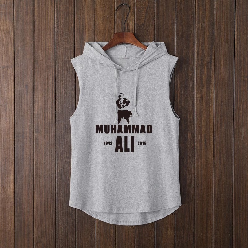 格斗拳击散打服MMA自由搏击训练服男女格斗无袖连帽T恤男连帽背心