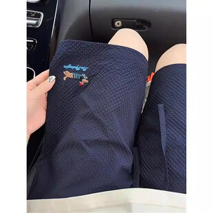 子宽松休闲沙滩五分裤 藏青色速干短裤 外穿运动裤 夏季 男女2026新款