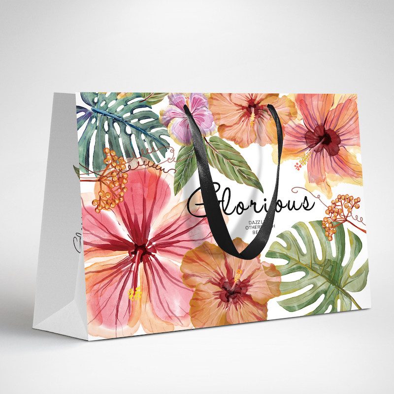 热带花朵网红高档服装店袋子礼物袋精美衣服包装礼品袋手提袋纸袋,包装,礼品袋/塑料袋,淘宝优惠券,粉丝福利购,淘宝优惠卷