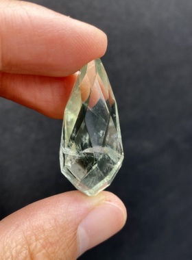 天然水晶 绿水晶指纹阿赛天使之泪灵摆吊坠 水滴刻面吊坠 项链