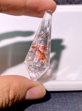 天然水晶 锦鲤红胶花灵摆吊坠套链 水晶挂件 毛衣链项链 一物一图