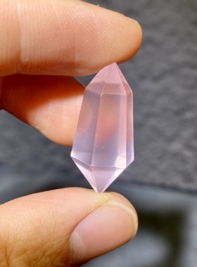 天然水晶 粉水晶双尖沃格尔灵摆吊坠套链 水晶挂件 毛衣链 项链
