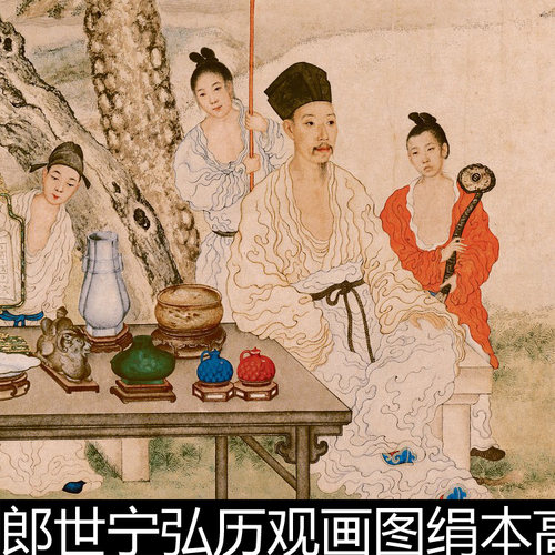 BKK清代郎世宁弘历观画图绢本高清素材资料参考1 441MB TIF+JPG