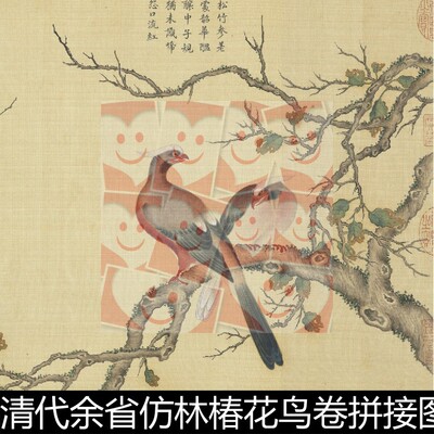 WDH清代余省仿林椿花鸟卷拼接图高清小图素材资料参考1 465MB