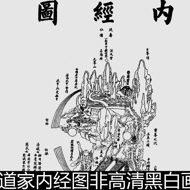 ebu道家内经图非高清黑白画像挂画内景图解丹道修炼图真经图素材