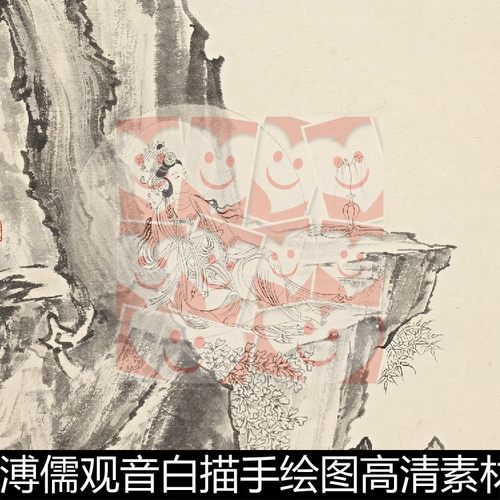 TVS近现代溥儒观音白描手绘图高清素材资料参考1 158MB PSB格式