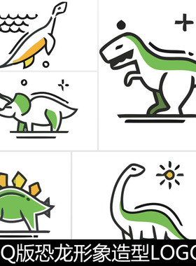 EPK童趣Q版恐龙形象造型LOGO标识服饰玩具配饰矢量创意设计素材