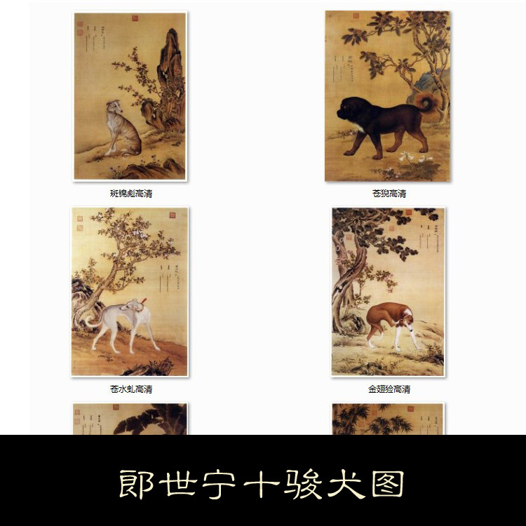 fh清宫廷画师郎世宁十骏犬图bmp格式素材资料参考10 267mb bmp格