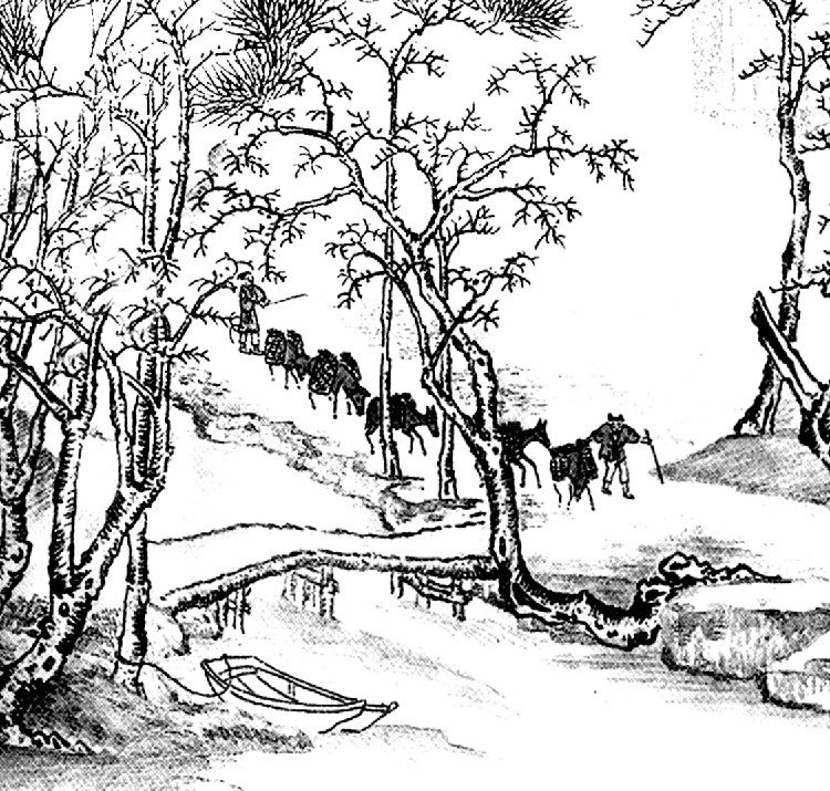 中国北宋名家张择瑞著名画作清明上河图手绘临摹素材高清图样