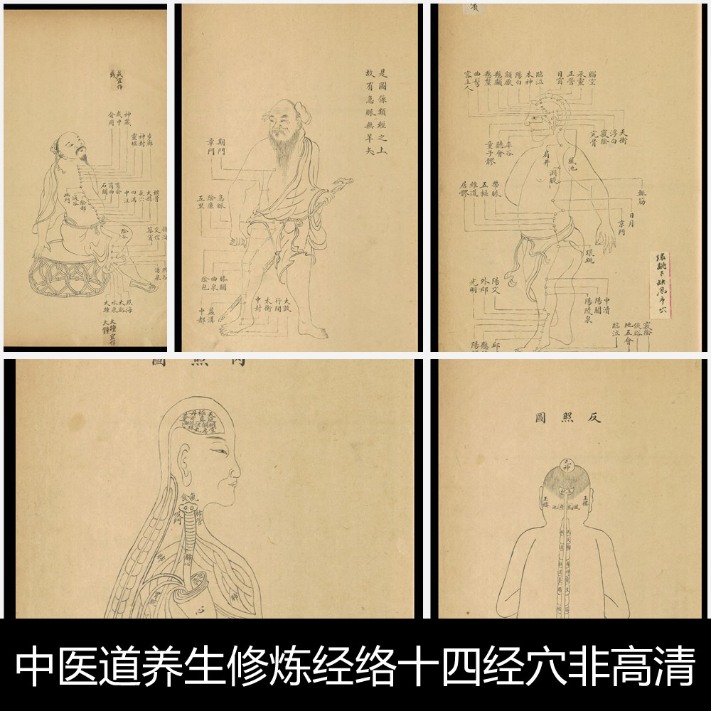 RM清代老书古图中华医药宝典中医道养生修炼经络十四经穴非高清