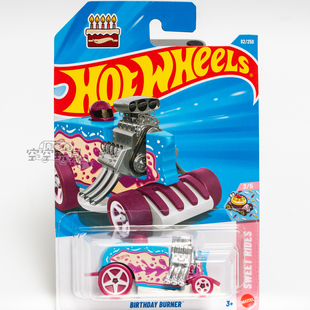 82号 BIRTHDAY BURNER 生日蛋糕车 紫蓝色 风火轮合金小跑车
