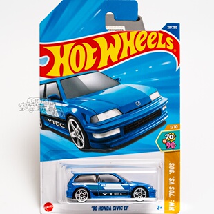 28号 '90 HONDA CIVIC EF 本田思域 蓝色 风火轮合金小跑车