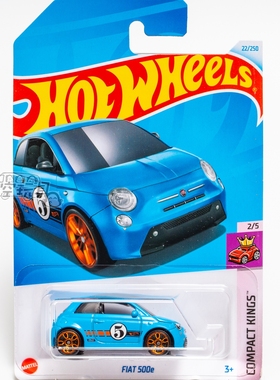 22号 FIAT 500e 菲亚特 蓝色 美泰风火轮合金小跑车