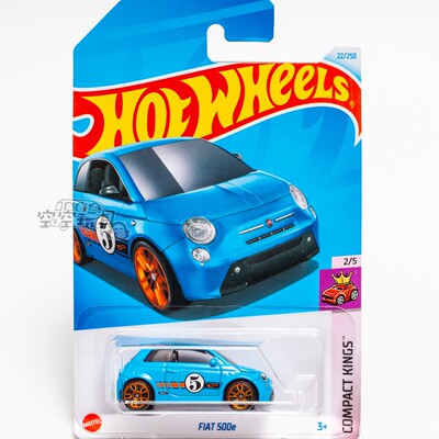 22号 FIAT 500e 菲亚特 蓝色 美泰风火轮合金小跑车