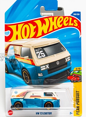 200号 VW T3 CUSTOM 大众 米黄蓝色 风火轮合金小跑车