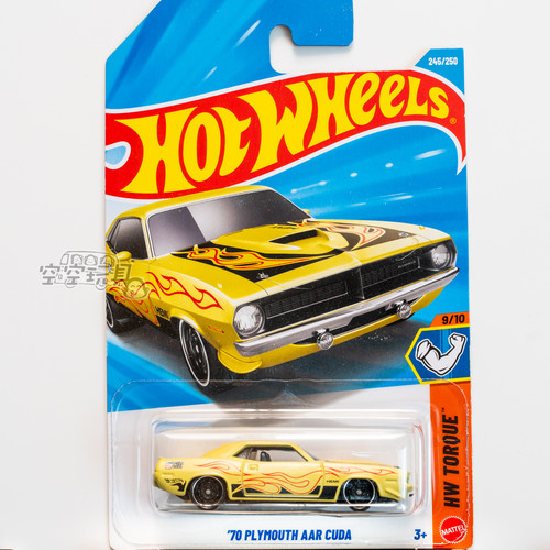 245号 '70 PLYMOUTH AAR CUDA 普利茅斯 黄色 风火轮合金小跑车
