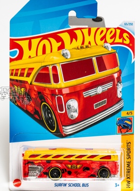 65号 SURFIN' SCHOOL BUS 校巴巴士 红黄色 风火轮合金小跑车