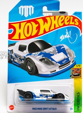 209号 MAD MIKE DRIFT ATTACK 白色 美泰风火轮合金小跑车