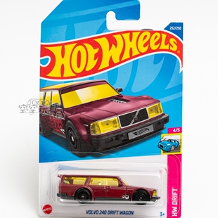 232号 VOLVO 240 DRIFT WAGON 沃尔沃 酒红色 风火轮合金小跑车