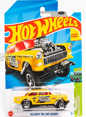 110号 '55 CHEVY BEL AIR GASSER 雪佛兰 黄色风火轮合金小跑车