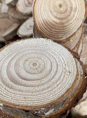 小木桩diy装饰年轮拍摄道具手绘