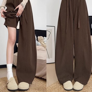 秋冬高腰垂坠感灯芯绒阔腿裤 女装 小众 加绒休闲弯刀裤 2025秋冬新款